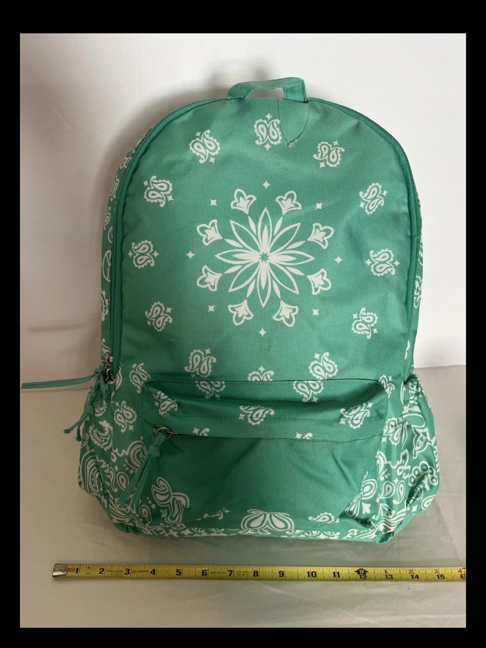 Mint Green Floral Pattern Backpack - Women’s Everyday Pack